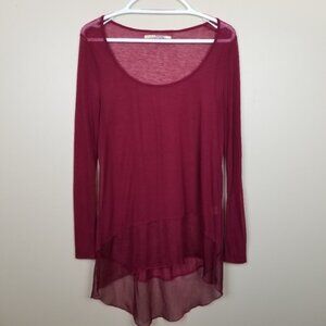 Free People Maroon Lightweight Long Sleeve Top
